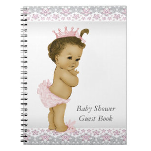 Cuaderno Libro de invitados para baby shower rosa y gris