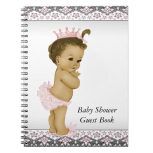 Cuaderno Libro de invitados para baby shower rosa y negro