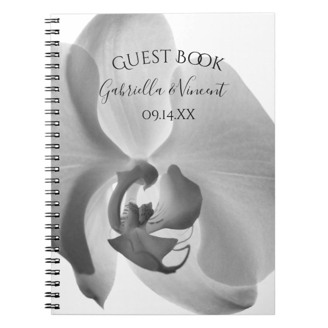 Cuaderno Libro de invitados para Bodas de flores de orquíde (Frente)