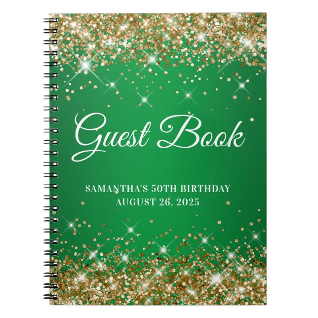 Cuaderno Libro de invitados para cumpleaños 50 con brillo d (Frente)