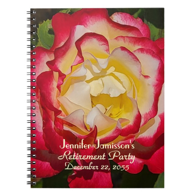Cuaderno Libro de Invitados para Fiesta de Jubilación Rosa  (Frente)