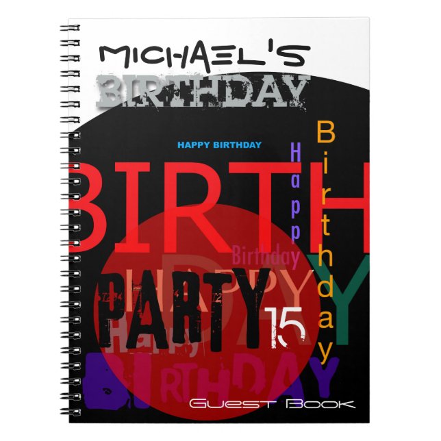 Cuaderno Libro de invitados para la fiesta de cumpleaños nú (Frente)