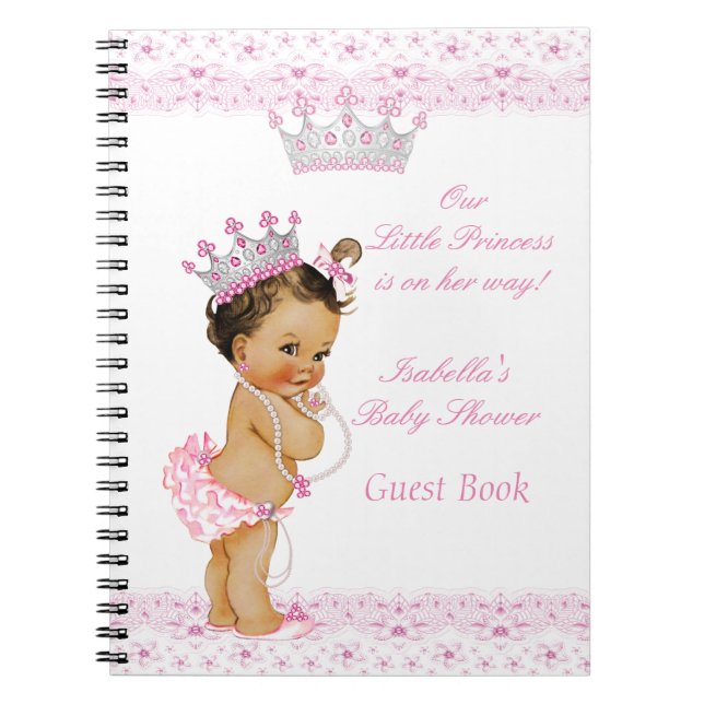 Cuaderno Libro de Invitados Princesa Baby Shower Rosa Blanc (Frente)