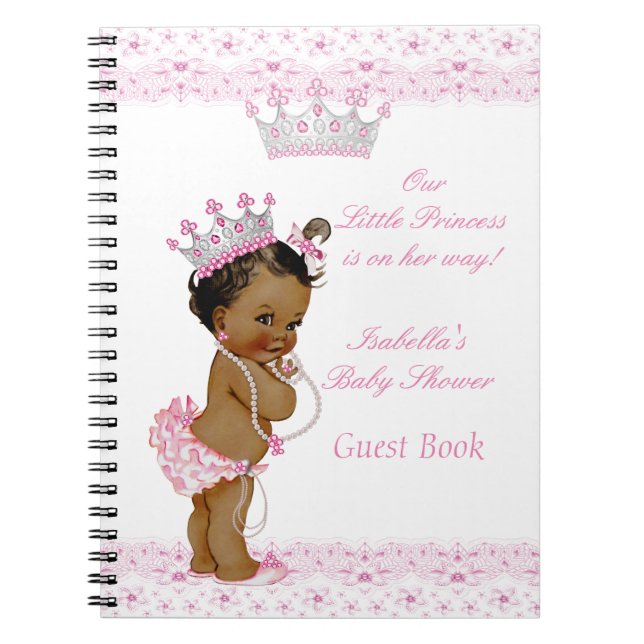 Cuaderno Libro de Invitados Princesa Baby Shower Rosa Blanc (Frente)