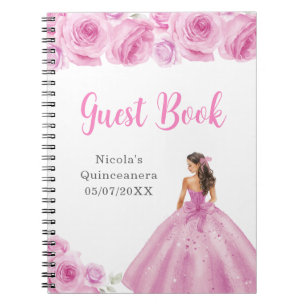Cuaderno Libro de invitados Princesa de rosa claro