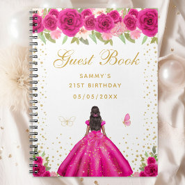 Cuaderno Libro de invitados Princess Floral Dark Skin Pink 
