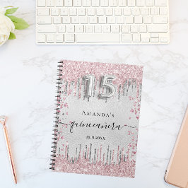 Cuaderno Libro de invitados Quinceanera color rosa plata