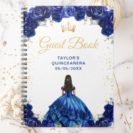 Cuaderno Libro de invitados Quinceañera Princess Blue Dark