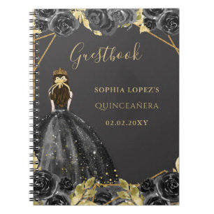 Cuaderno Libro de invitados Quinceanera Princess Floral Bla