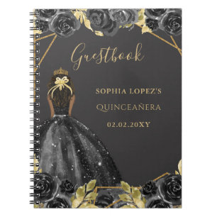 Cuaderno Libro de invitados Quinceanera Princess Floral Bla