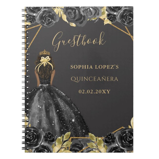 Cuaderno Libro de invitados Quinceanera Princess Floral Bla (Frente)