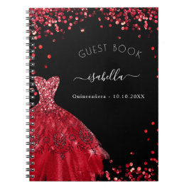 Cuaderno Libro de invitados Quinceanera purpurina de vestim