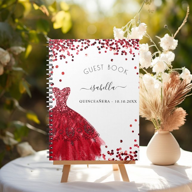 Cuaderno Libro de invitados Quinceanera purpurina de vestim (Subido por el creador)
