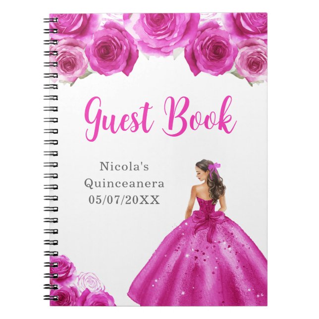 Cuaderno Libro de invitados Quinceanera sobre Princesa de C (Frente)