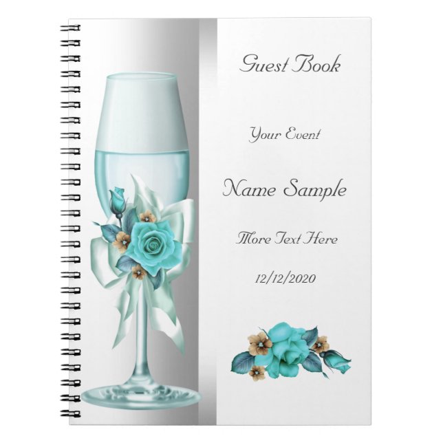 Cuaderno Libro de Invitados Rosa Beige Blanco Turquesa (Frente)