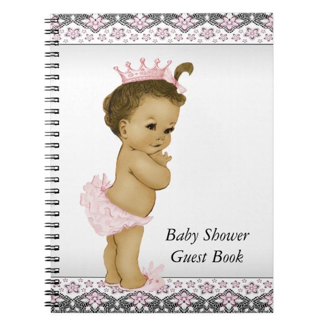 Cuaderno Libro de invitados sobre Baby Shower rosa y negro (Frente)