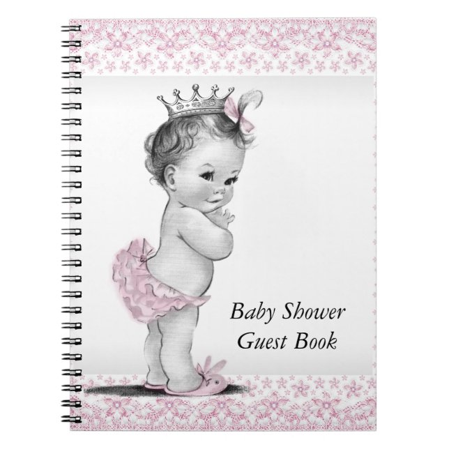 Cuaderno Libro de invitados sobre Baby Shower rosa y negro (Frente)