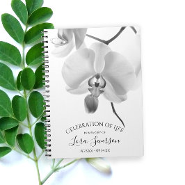 Cuaderno Libro de invitados sobre orquídeas blancas negras