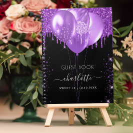 Cuaderno Libro de invitados Sweet 16 black morple purpurina