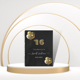 Cuaderno Libro de invitados Sweet 16 globos de leopardo de 