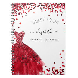 Cuaderno Libro de invitados Sweet 16 purpurina de vestido r