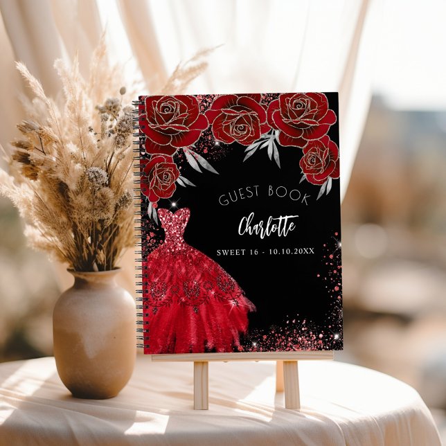 Cuaderno Libro de invitados Sweet 16 vestido purpurina negr (Subido por el creador)