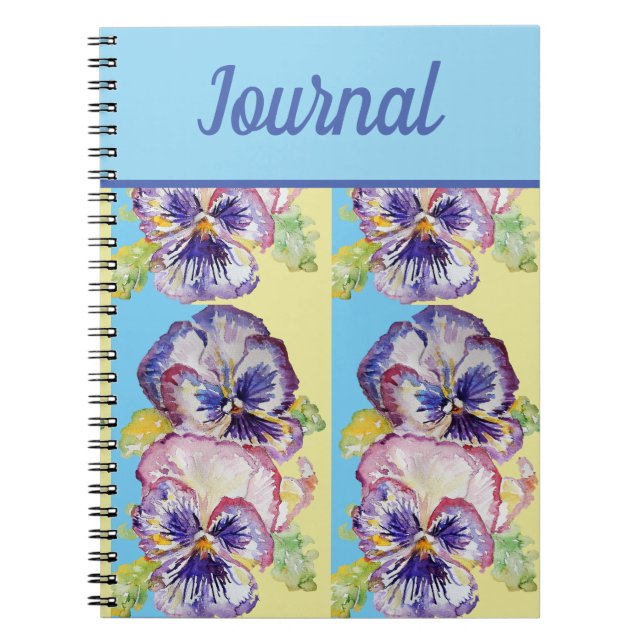 Cuaderno Libro de Journal Pansy Purple Flower Watercolor Ar (Frente)