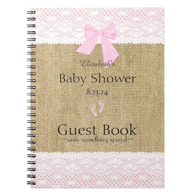Cuaderno Libro de la arpillera y de huésped de Baby Shower (Frente)