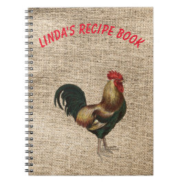 Cuaderno Libro de la receta con el gallo y personalizado