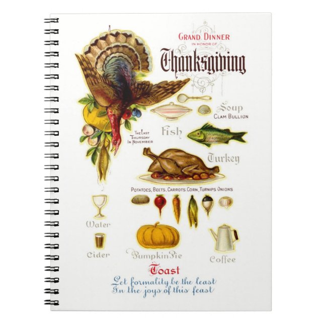 Cuaderno Libro de la receta de la acción de gracias del (Frente)