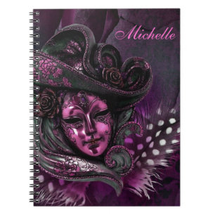 Cuaderno Libro de notas de damasco rosa-máscara de carnaval