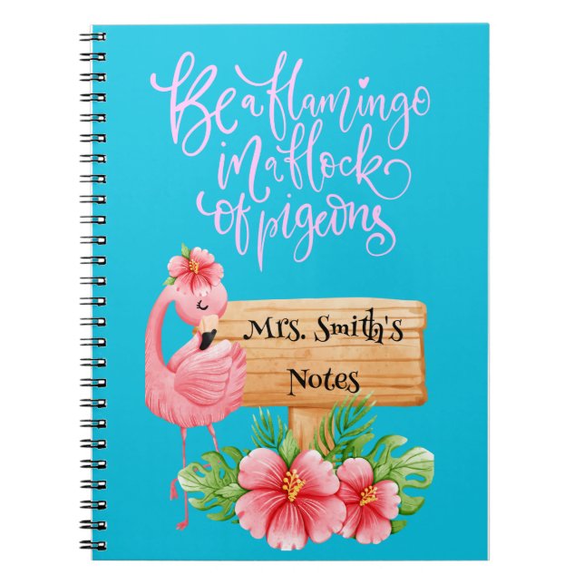 CUADERNO LIBRO DE NOTAS DE FLAMINGO PERSONALIZADO DEL PROFE (Frente)