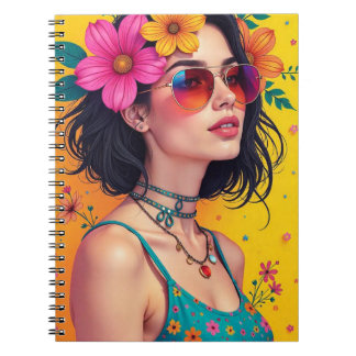Cuaderno Libro de notas espirales con diseño floral