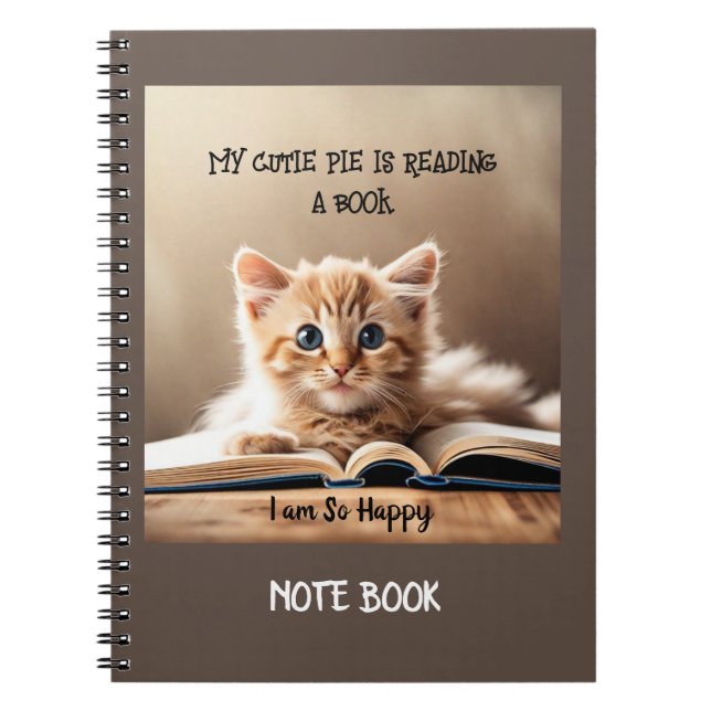 Cuaderno Libro de notas - Gato de cola leyendo un libro (Frente)