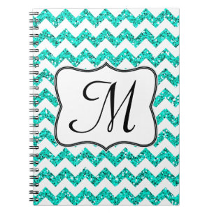 Cuaderno Libro de notas iniciales del monograma de cheurón 