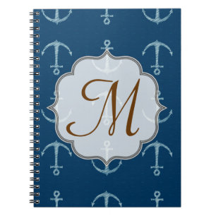 Cuaderno Libro de notas iniciales del monograma náutico