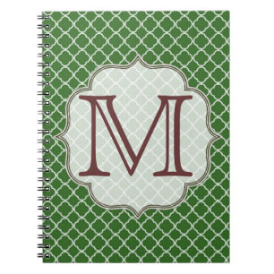 Cuaderno Libro de notas iniciales del Monograma Verde de cu