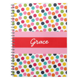 Cuaderno Libro de notas personalizadas de Punto de Polka Ro