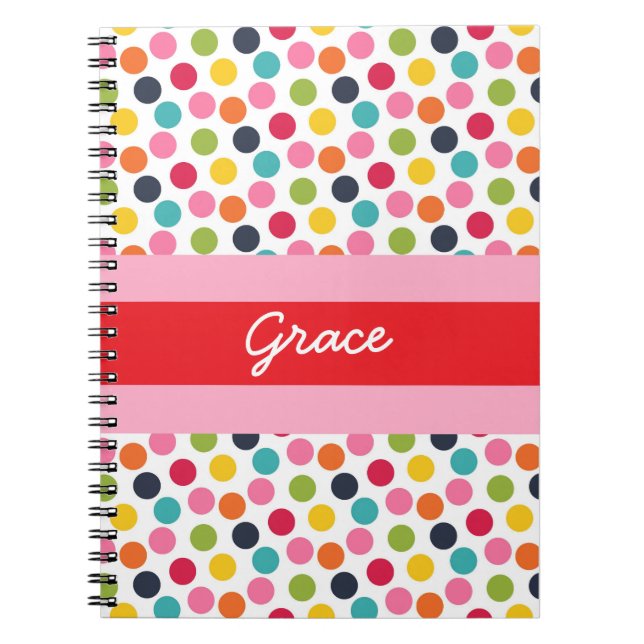 Cuaderno Libro de notas personalizadas de Punto de Polka Ro (Frente)