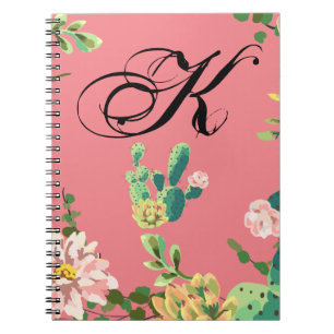 Cuaderno Libro de notas personalizado Bohemian Cactus Succu