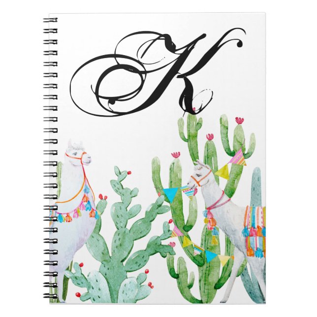 Cuaderno Libro de notas personalizado Boho Llama Bohemian C (Frente)