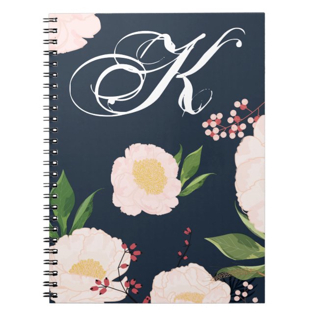 Cuaderno Libro de notas personalizado Flores florales blanc (Frente)