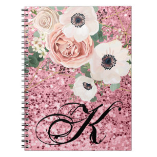 Cuaderno Libro de notas personalizado Glitt Rosa de jardín 