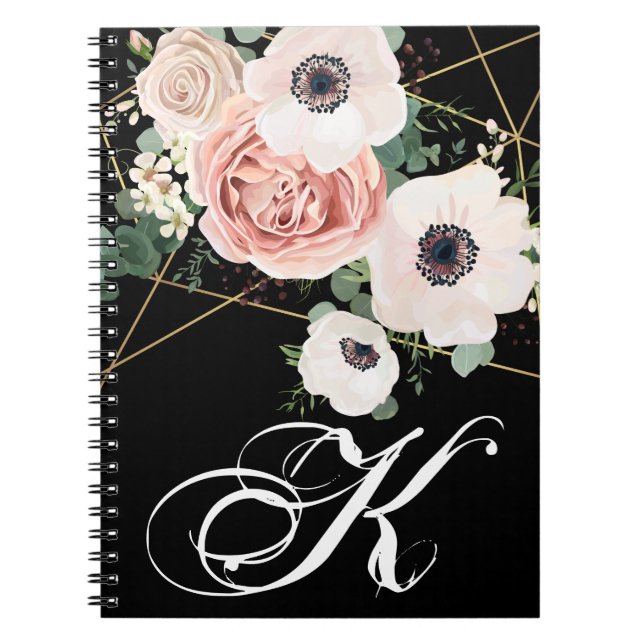 Cuaderno Libro de notas personalizado Rosa de jardín geomét (Frente)