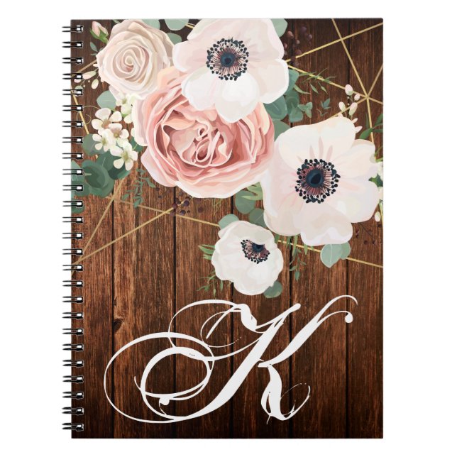 Cuaderno Libro de notas personalizado Rosa de jardín geomét (Frente)