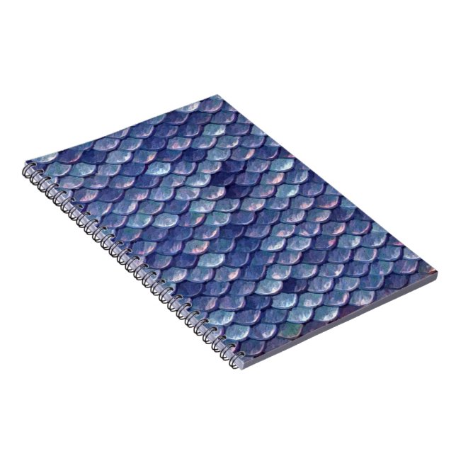 Cuaderno Libro de notas sobre Mermaid Scales Blue (Lado Derecho)