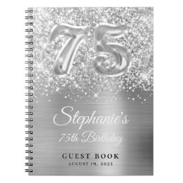 Cuaderno Libro de oro de 75 años de Silver Glam Purpurinoso