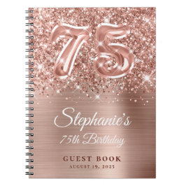 Cuaderno Libro de oro del Rosa Purpurinoso Glam 75th Birthd