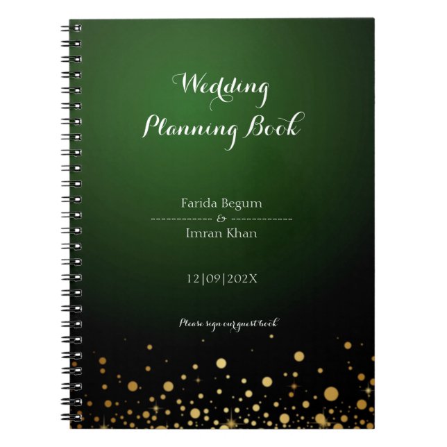 Cuaderno Libro de planeamiento de Bodas de Emerald Green Gl (Frente)