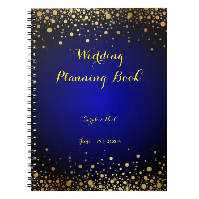 Cuaderno Libro de planeamiento de bodas Royal Blue and Gold (Frente)